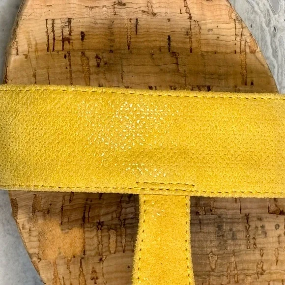 Alex Marie Issodore Lulu Zest Yellow Leather Wedge Heels Sandals 10M - Picture 9 of 11